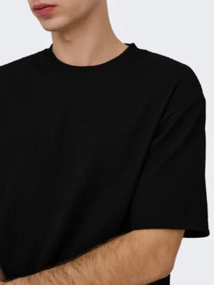 t shirt με ανάγλυφη πλέξη 22038222 Black (4)