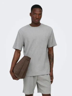 t shirt με ανάγλυφη πλέξη 22038222 Ultimate Grey