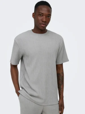 t shirt με ανάγλυφη πλέξη 22038222 Ultimate Grey (4)