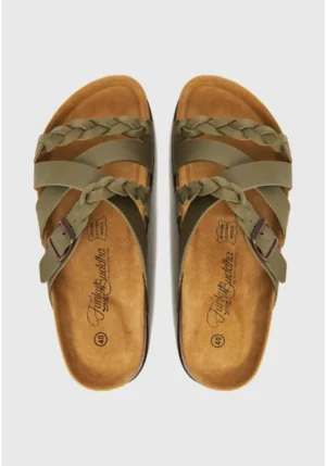 Γυναικεία δερμάτινα σανδάλια FBL013 119 08 Sage Green