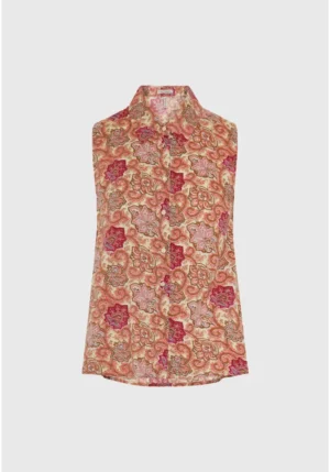 Γυναικείο Floral αμάνικο πουκάμισο FBL013 103 05 Pink Lemonade
