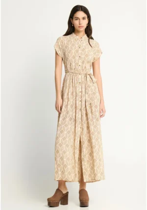 Γυναικείο maxi φόρεμα με άνοιγμα στο πλάι FBL013 103 13 Cloud Cream (4)