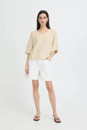 Γυναικείο πλεκτό t shirt 20818952 130905 Beige (2)