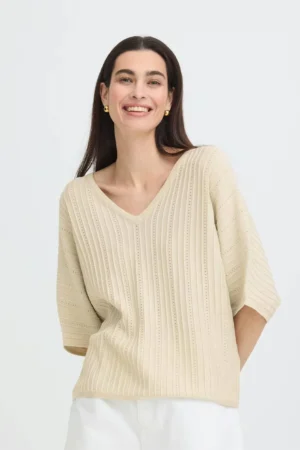Γυναικείο πλεκτό t shirt 20818952 130905 Beige (4)