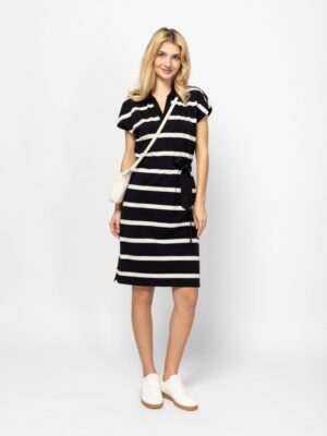 Γυναικείο ριγέ φόρεμα polo VamyraT24008 Black (4)