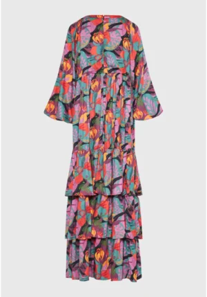 Loose fit εμπριμέ μάξι φόρεμα με βολάν FBL013 105 13 Multi (2)